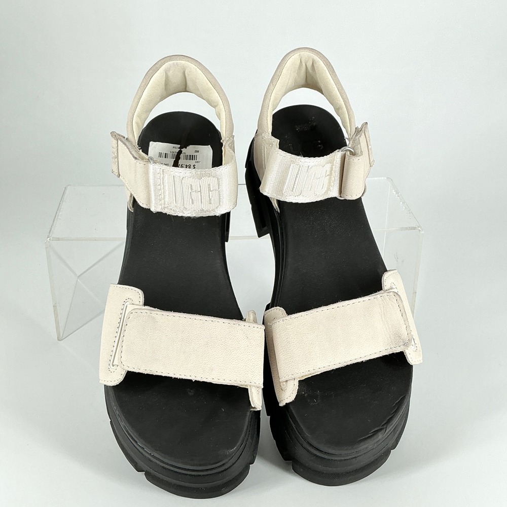 UGG Womens Size 9 Slide White Leather Chunky Lug Platform Sandal NEW Ashton $187 - Picture 3 of 15